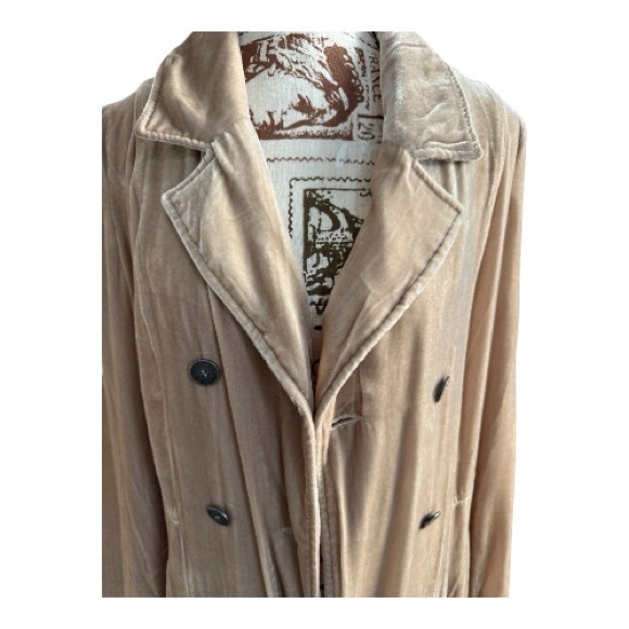 Free People Velvet Beige Trench Coat - Picture 3 of 5